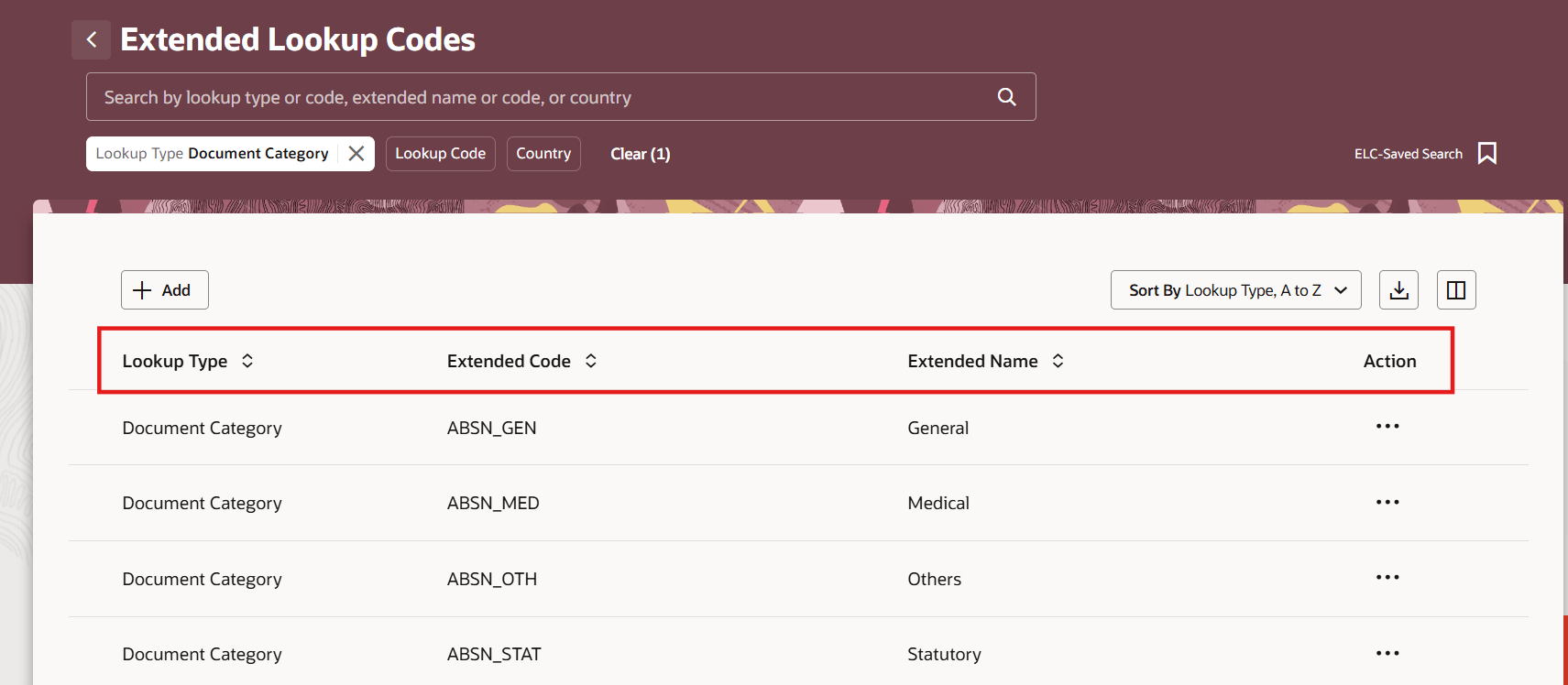 Preferences Retained Upon Returning to the Extended Lookup Codes Page