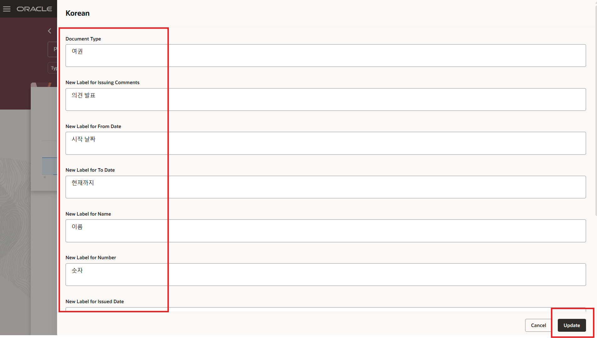 Enter Translated Values
