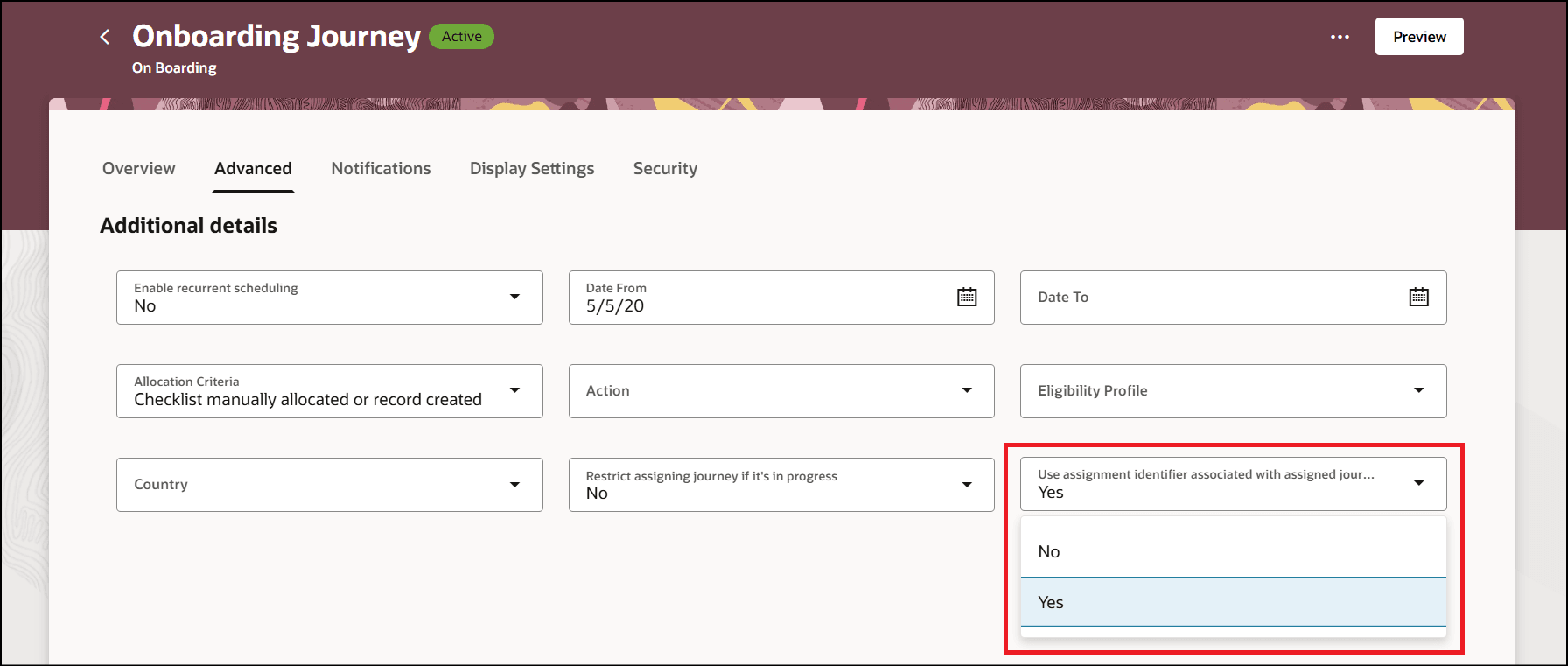 Enable the Option to Identify the Assignment of Assigned Journey