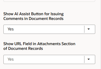 Page properties for Document Records section in the Transfer process