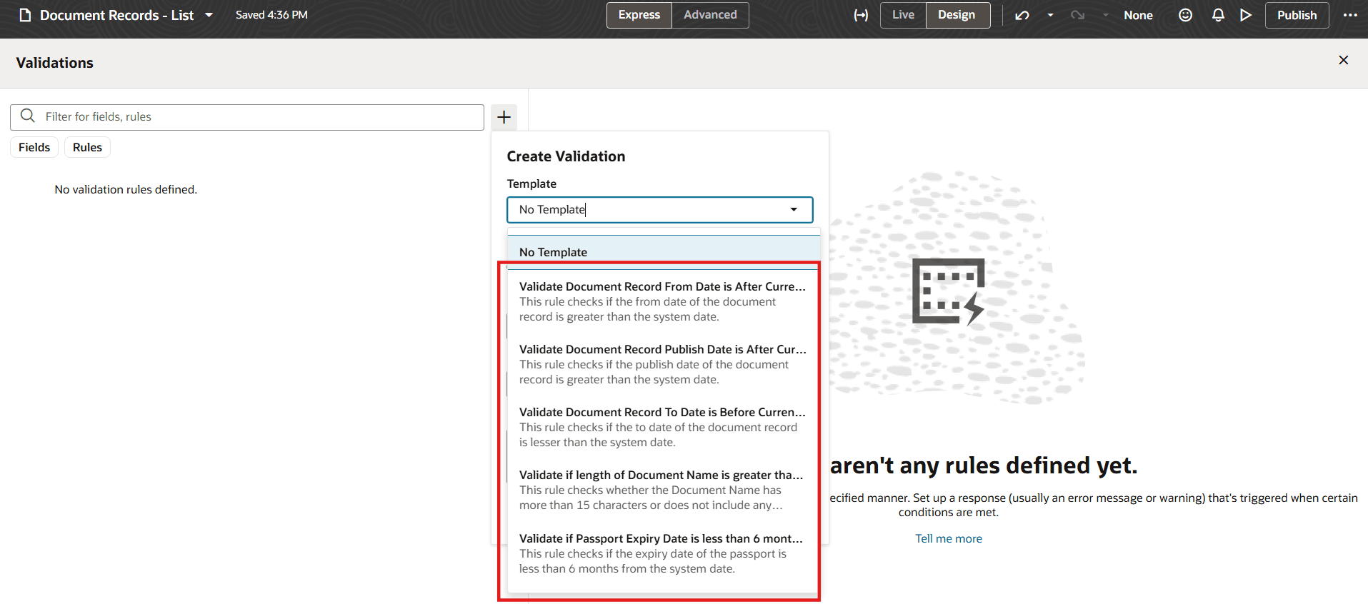 Seeded Validation Rules