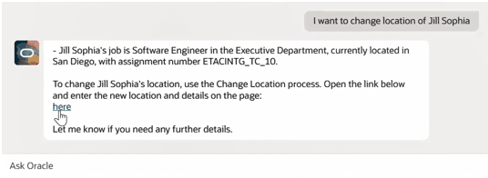 Provides a deep link to change the employee’s location