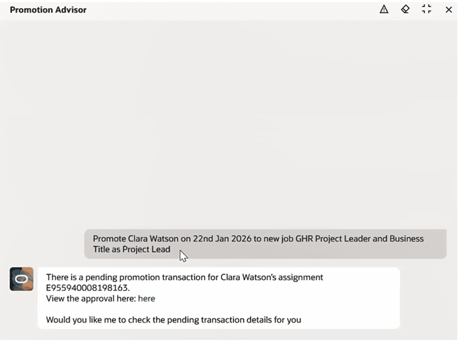 Notification that a promotion for this employee is already pending approval.