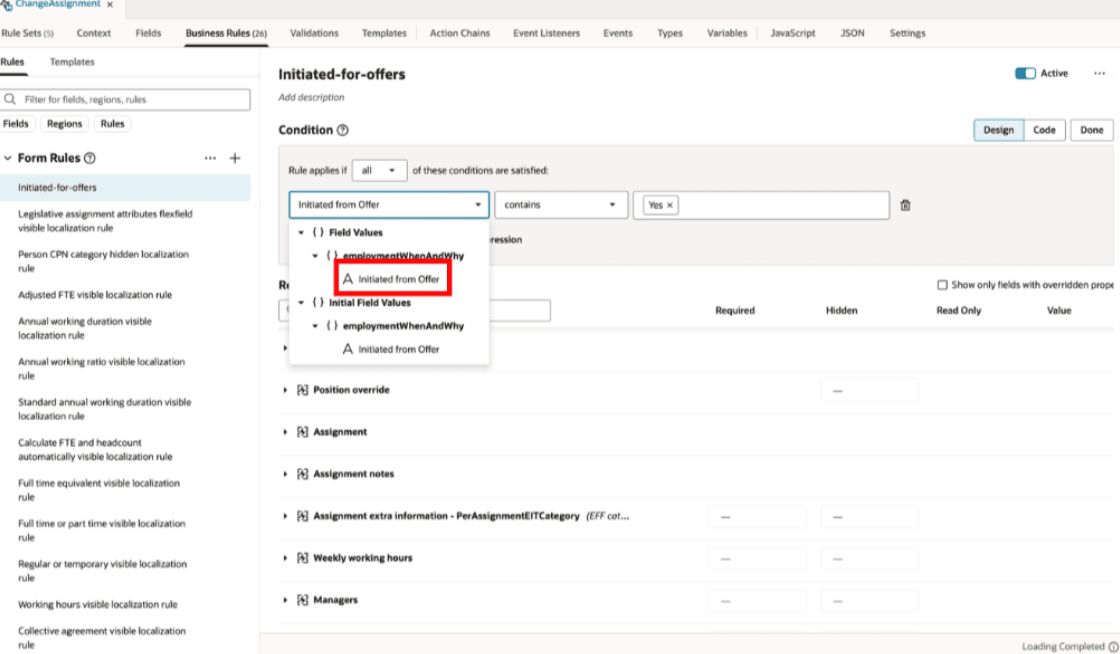 Business rule support for Inditated from Offer enokoyment actuobs
