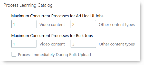 Process Learning Catalog Items Section of the Configure Background Processing Page