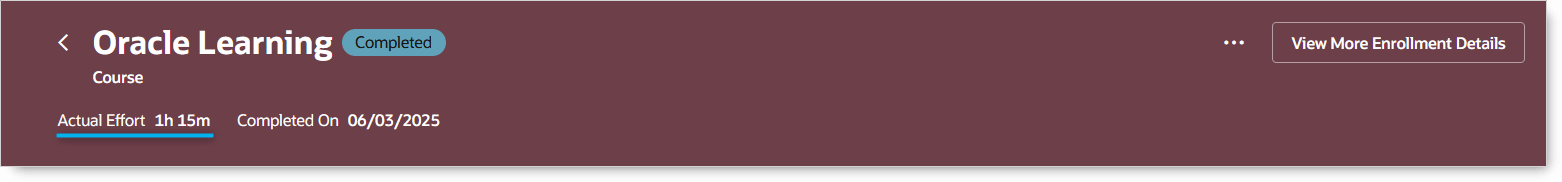 Actual Effort on an Enrollment Details Page