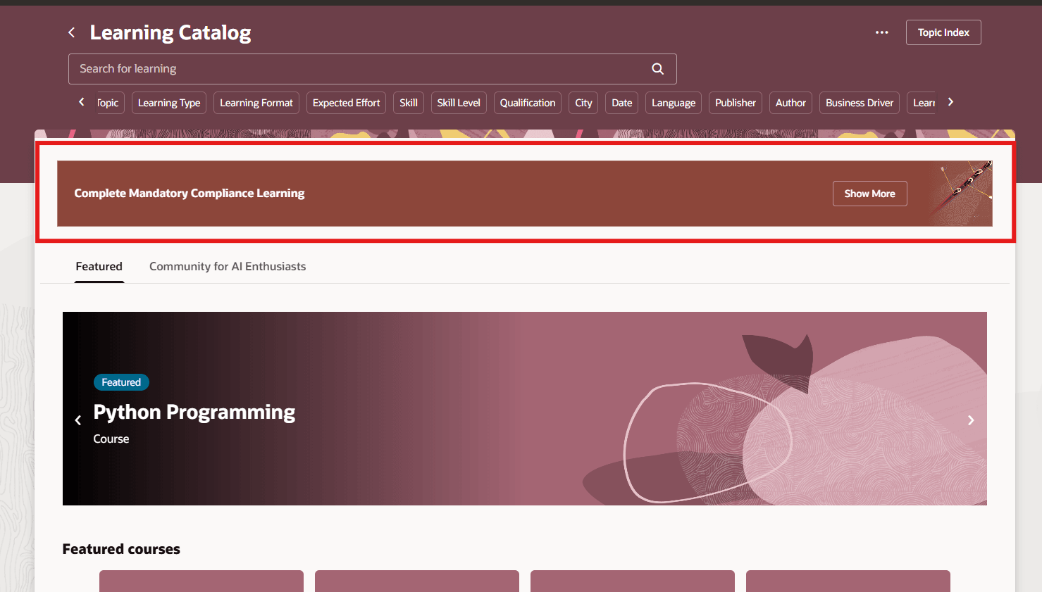 Journey Enabled on Learning Catalog Page