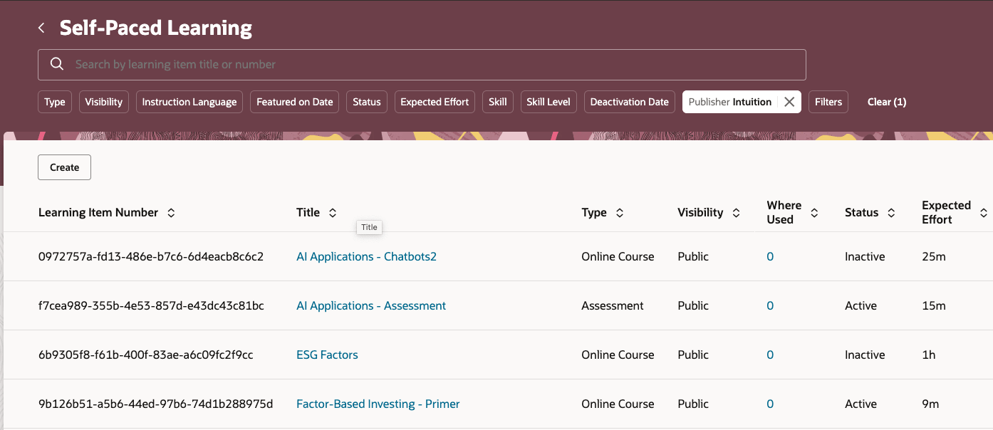 Self-Paced Learning Page with Learning Filtered by Publisher