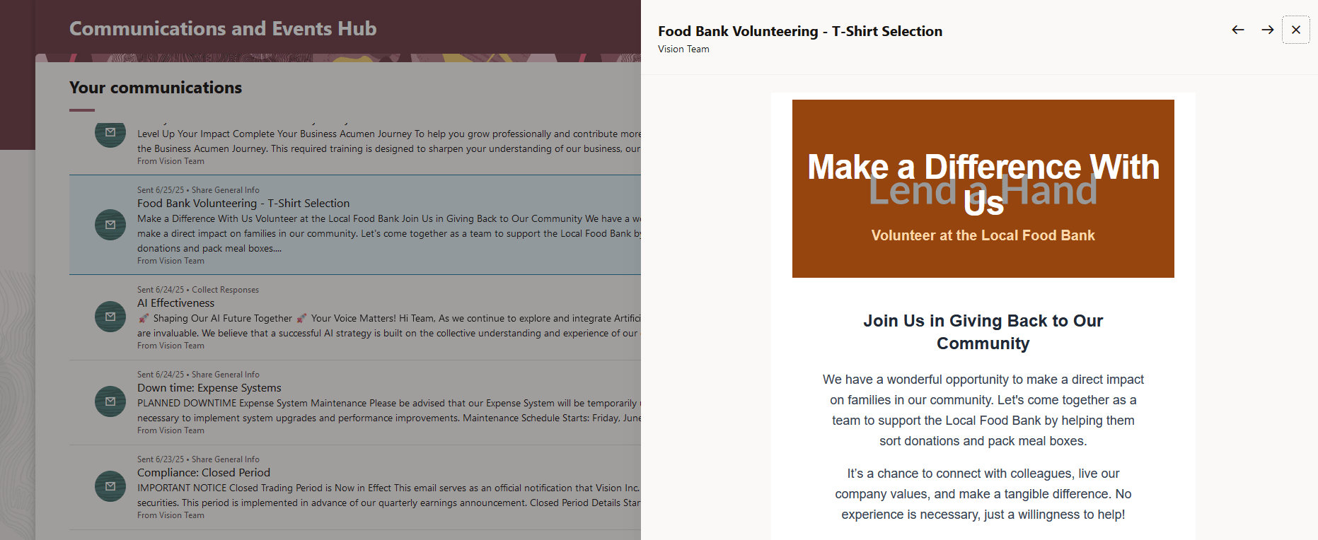 Your communications section with email campaign open