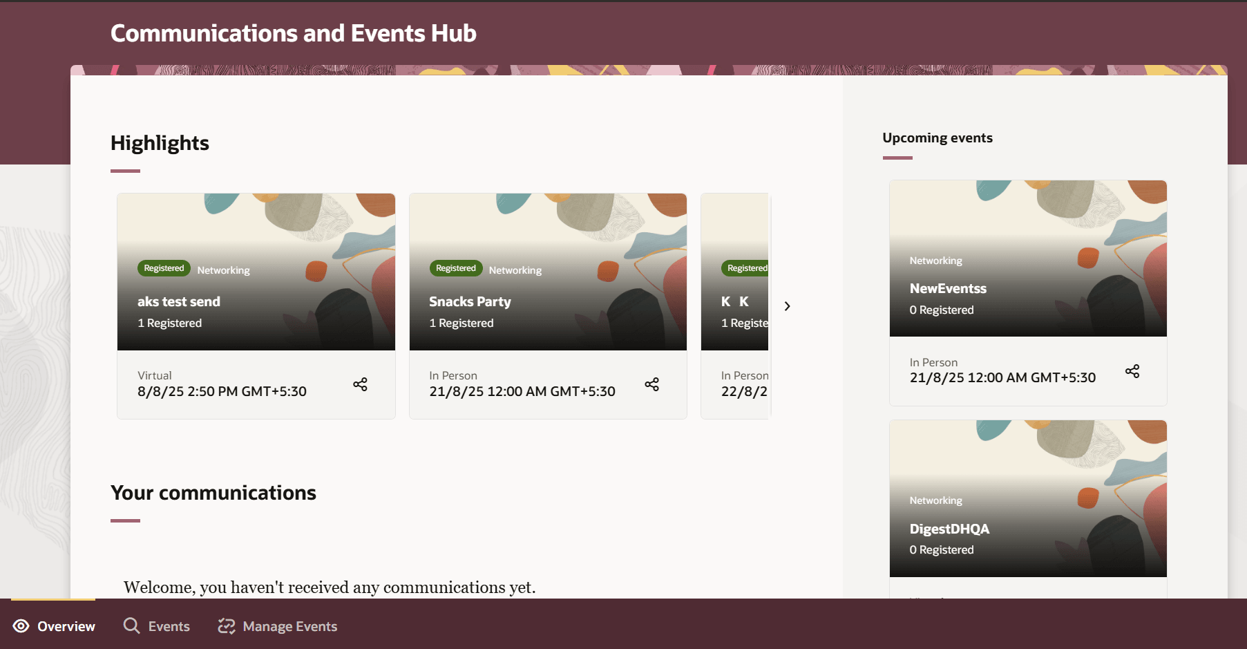 Communication and Events Hub