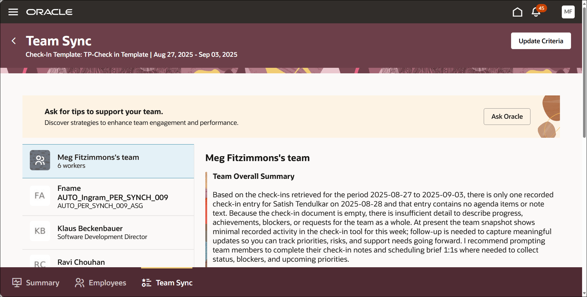 Team Summary
