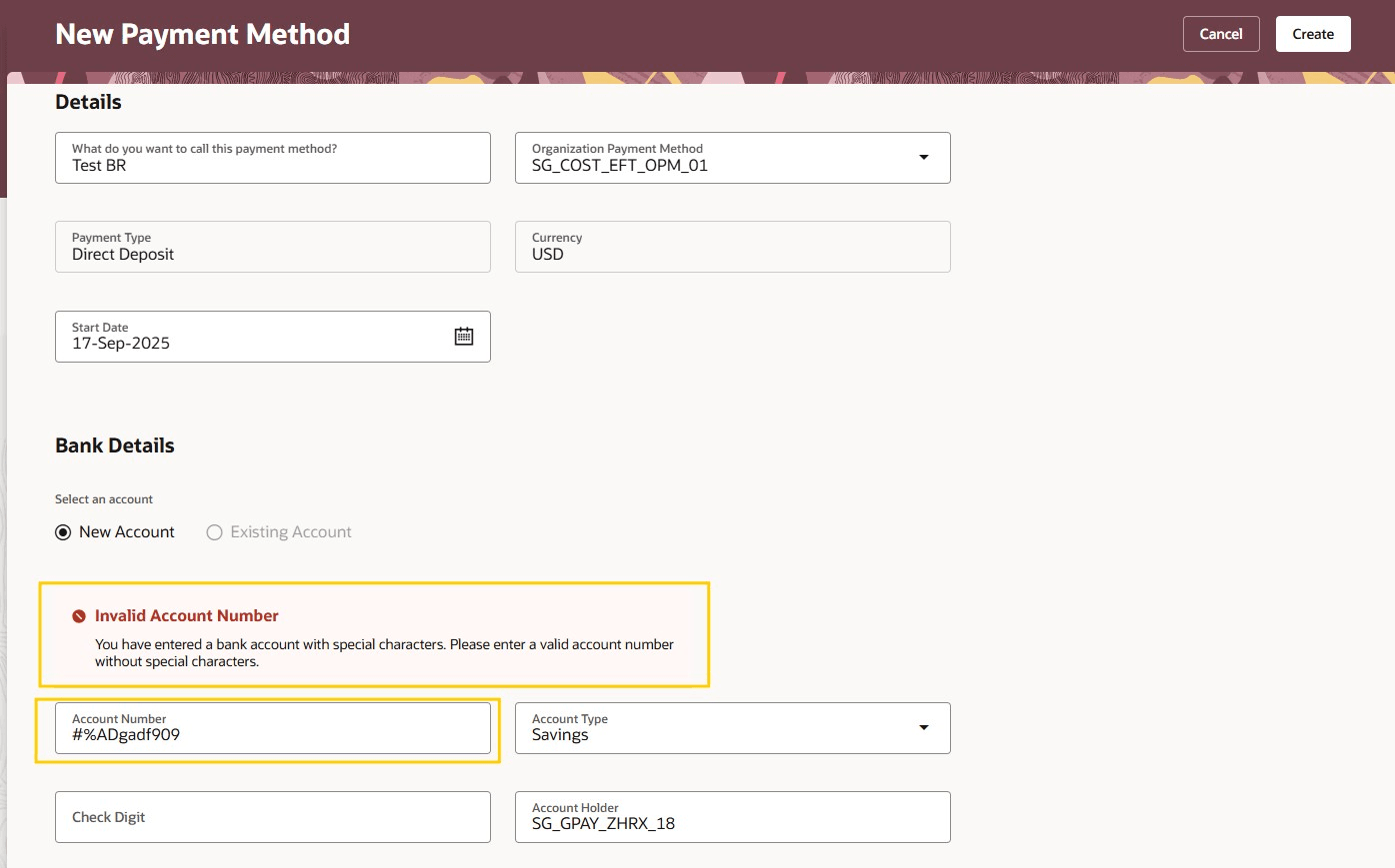 Validate and Disallow Special Characters in Bank Account Number