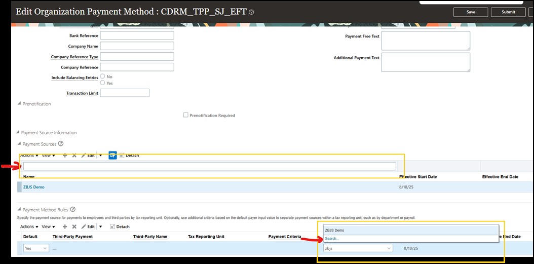Enhanced search on payment sources