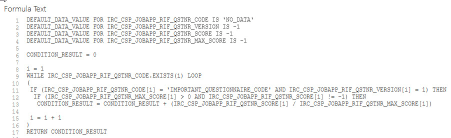 Example of a Fast Formula to Calculate Job Application Rank