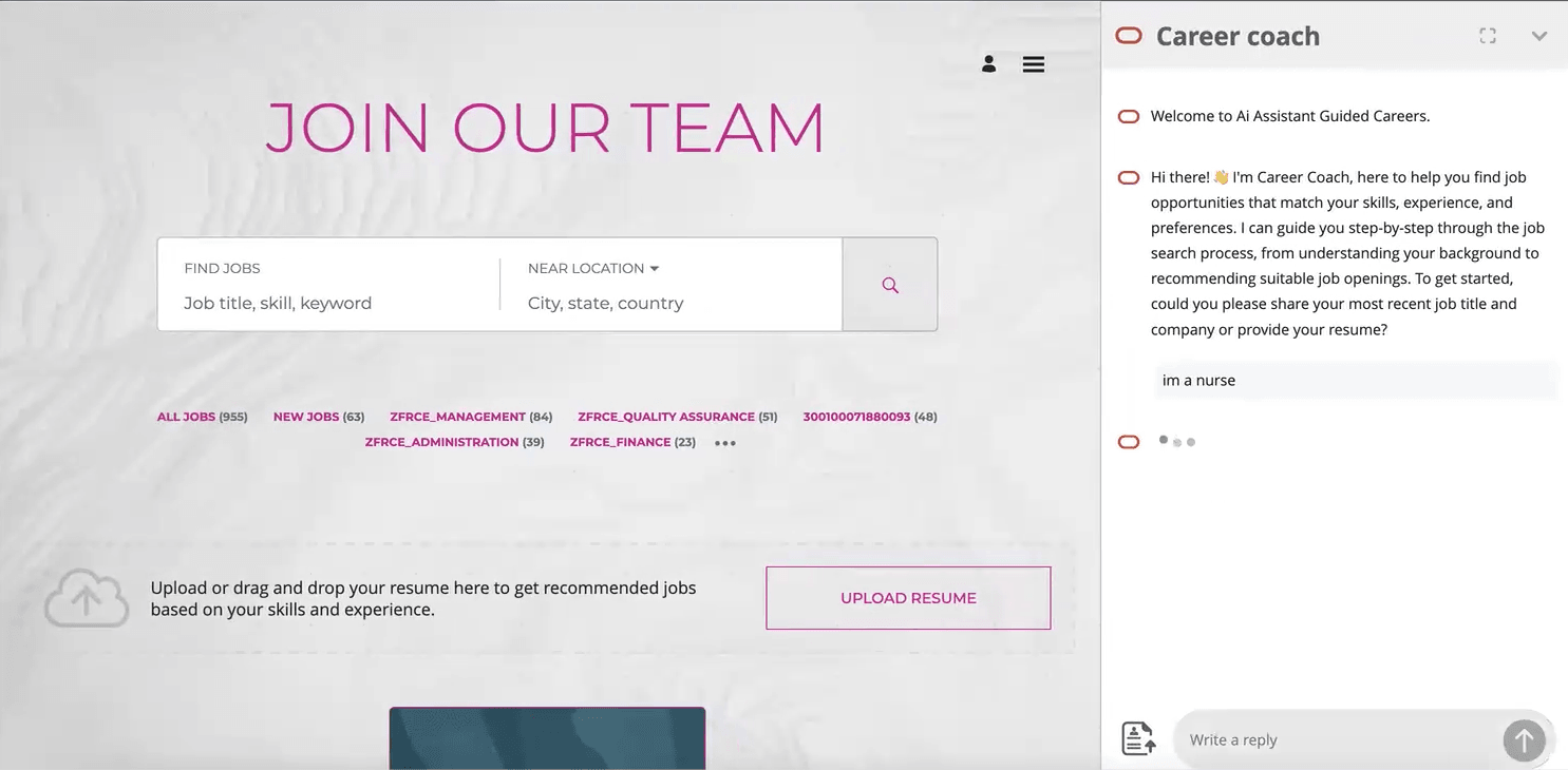 Career Coach Displayed in the Side Panel
