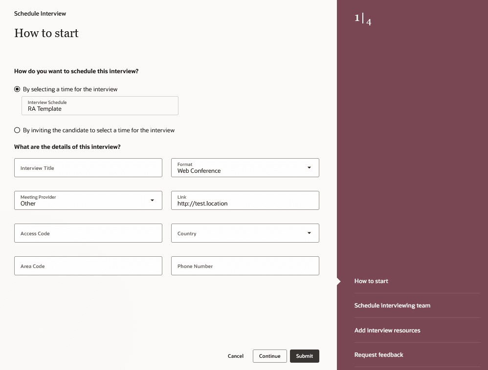 Schedule an Interview by Selecting a Time for the Inteview