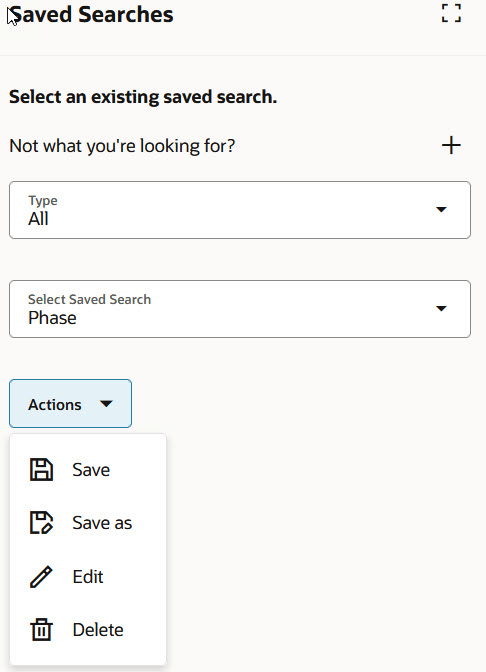 Actions on the Saved Search