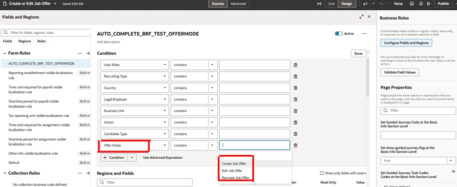 Offer Mode in Visual Builder Studio