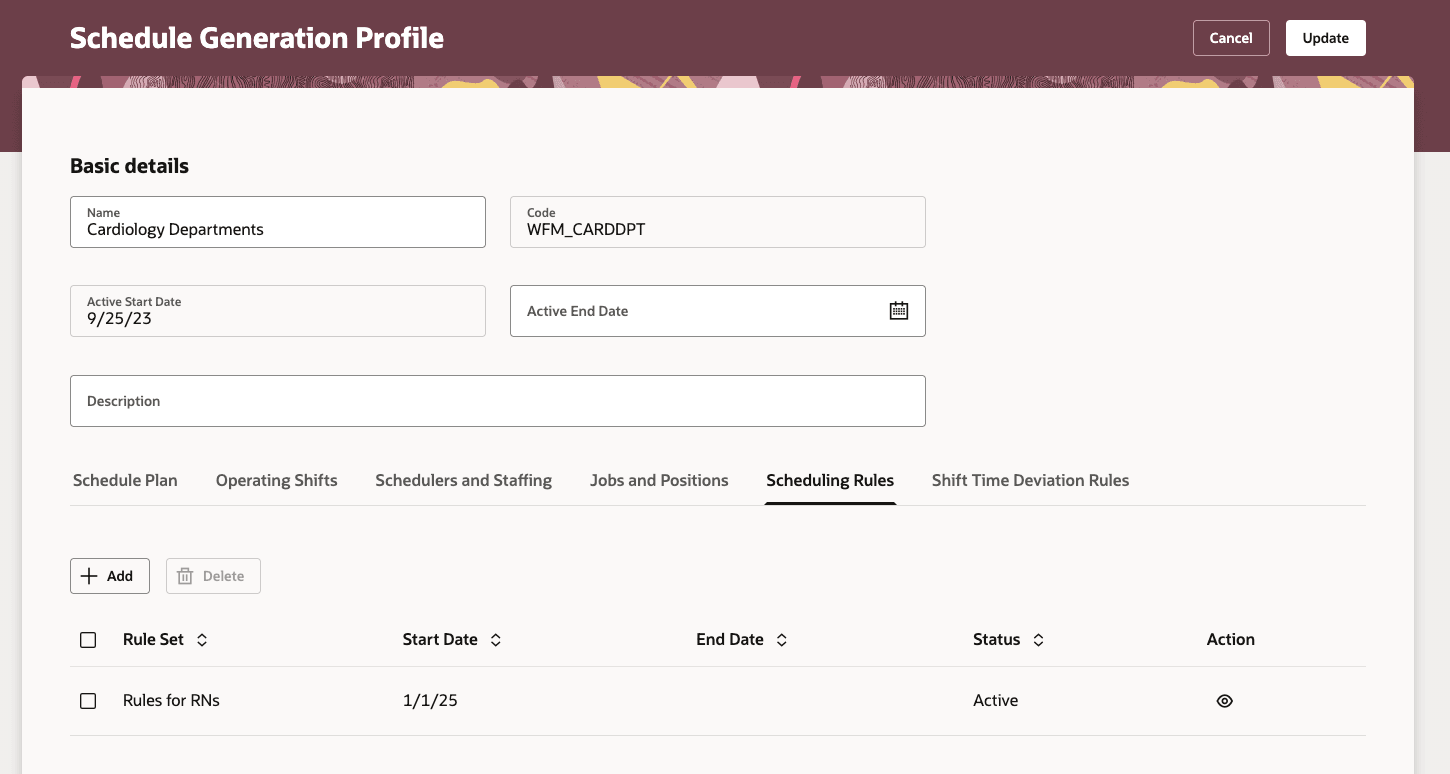 Rule Sets Becomes the Only Option to Add Scheduling Rules