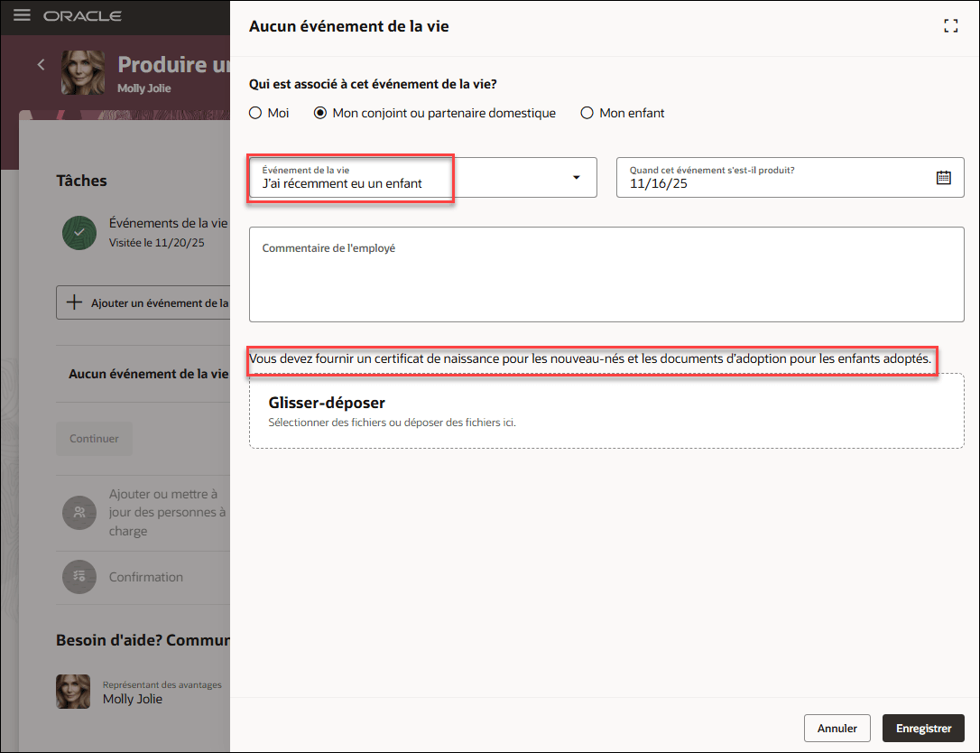 Self-Service Landing Page - Report a Life Event in French