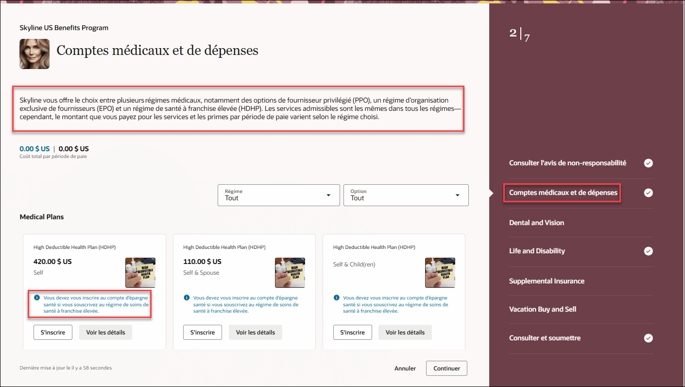 Self-Service Benefits - Enrollment in French
