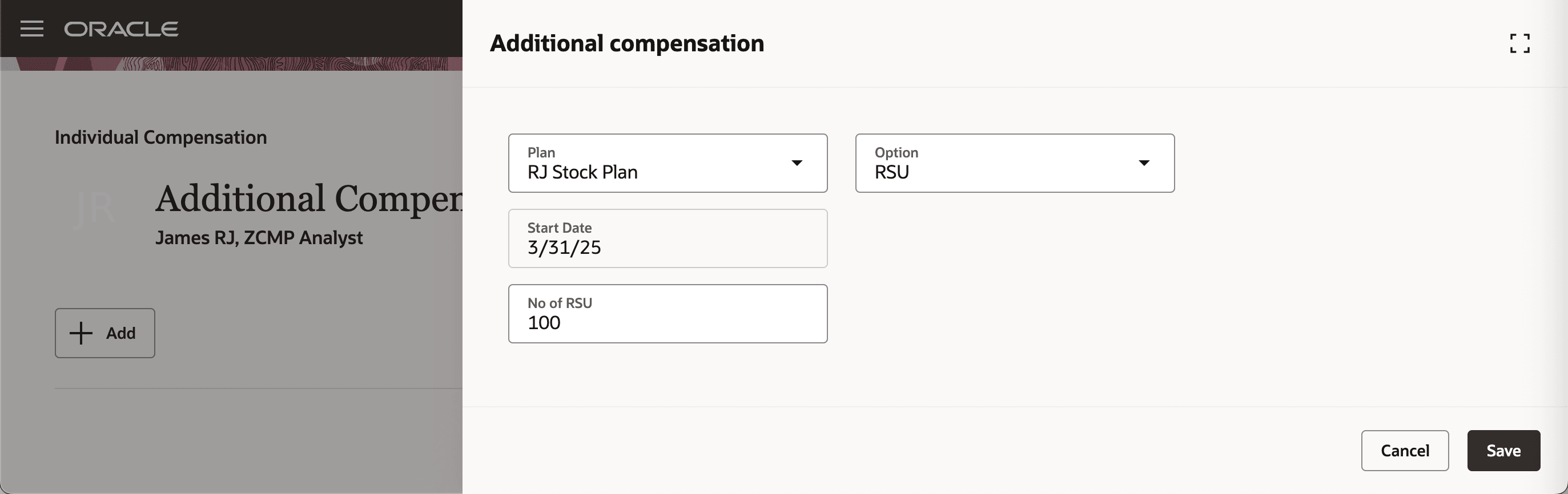 Additional Compensation Drawer of An Individual Compensation Allocation That Includes the Stock Plan