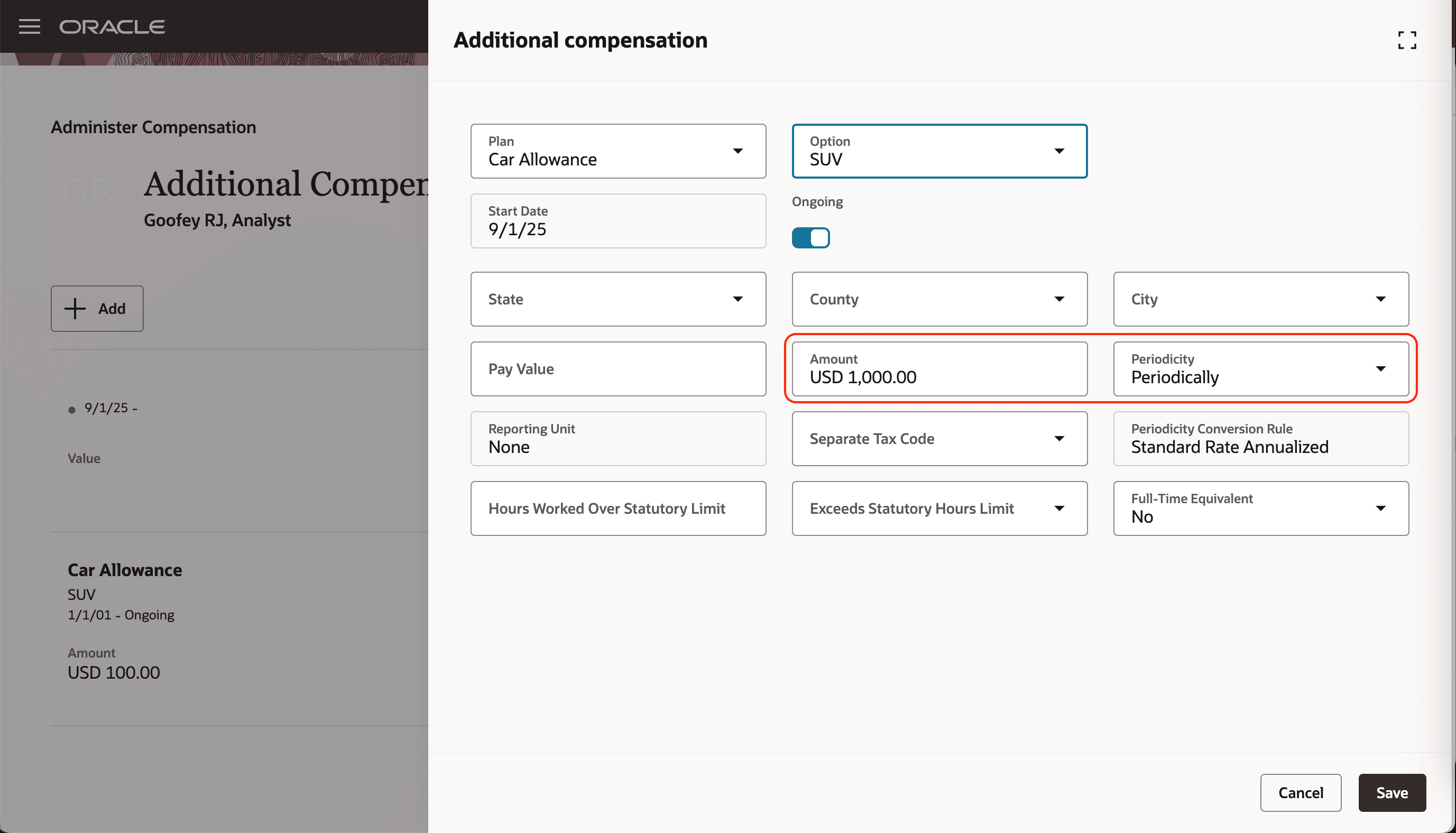 Amount and Periodicity Defaulted Conditionally