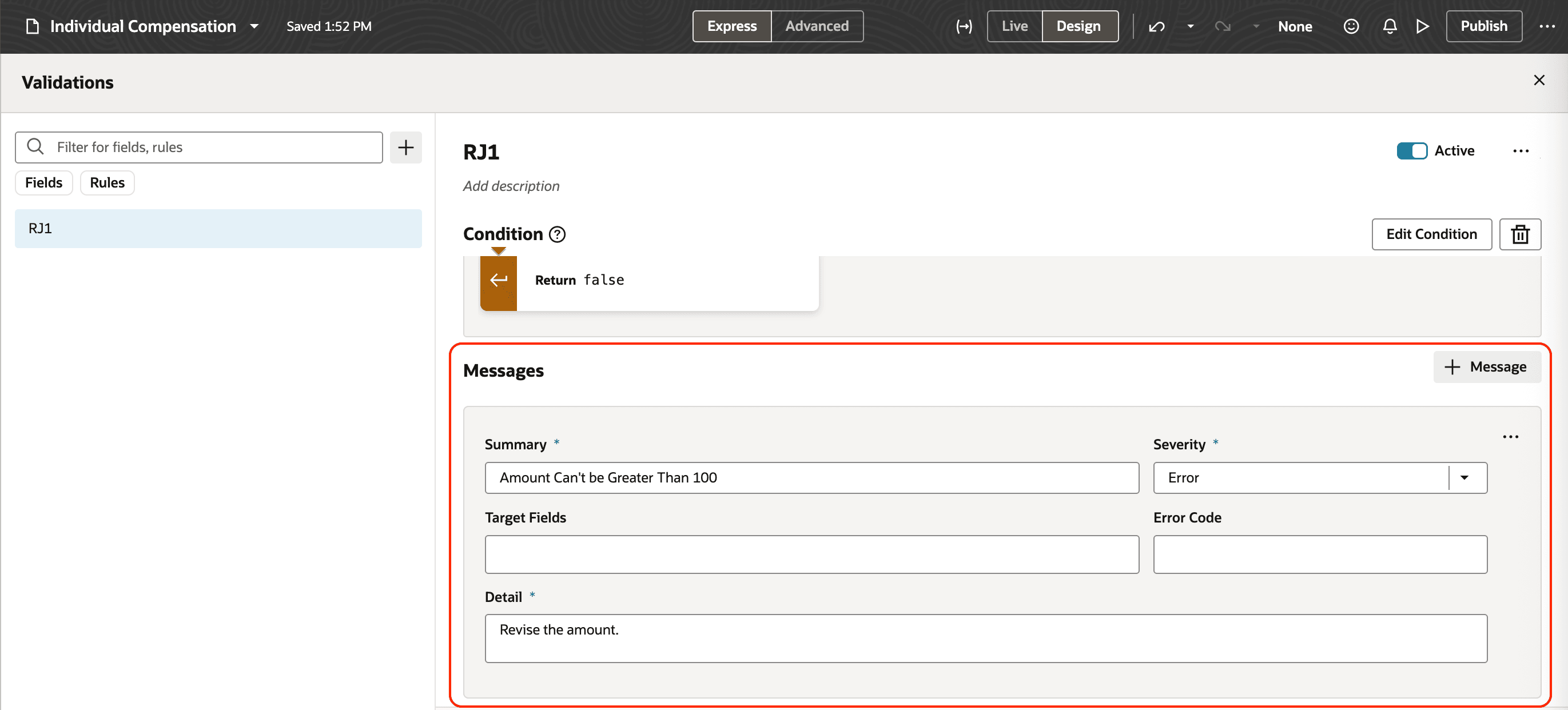 Raise an Error Message Whenever the Condition is Satisfied