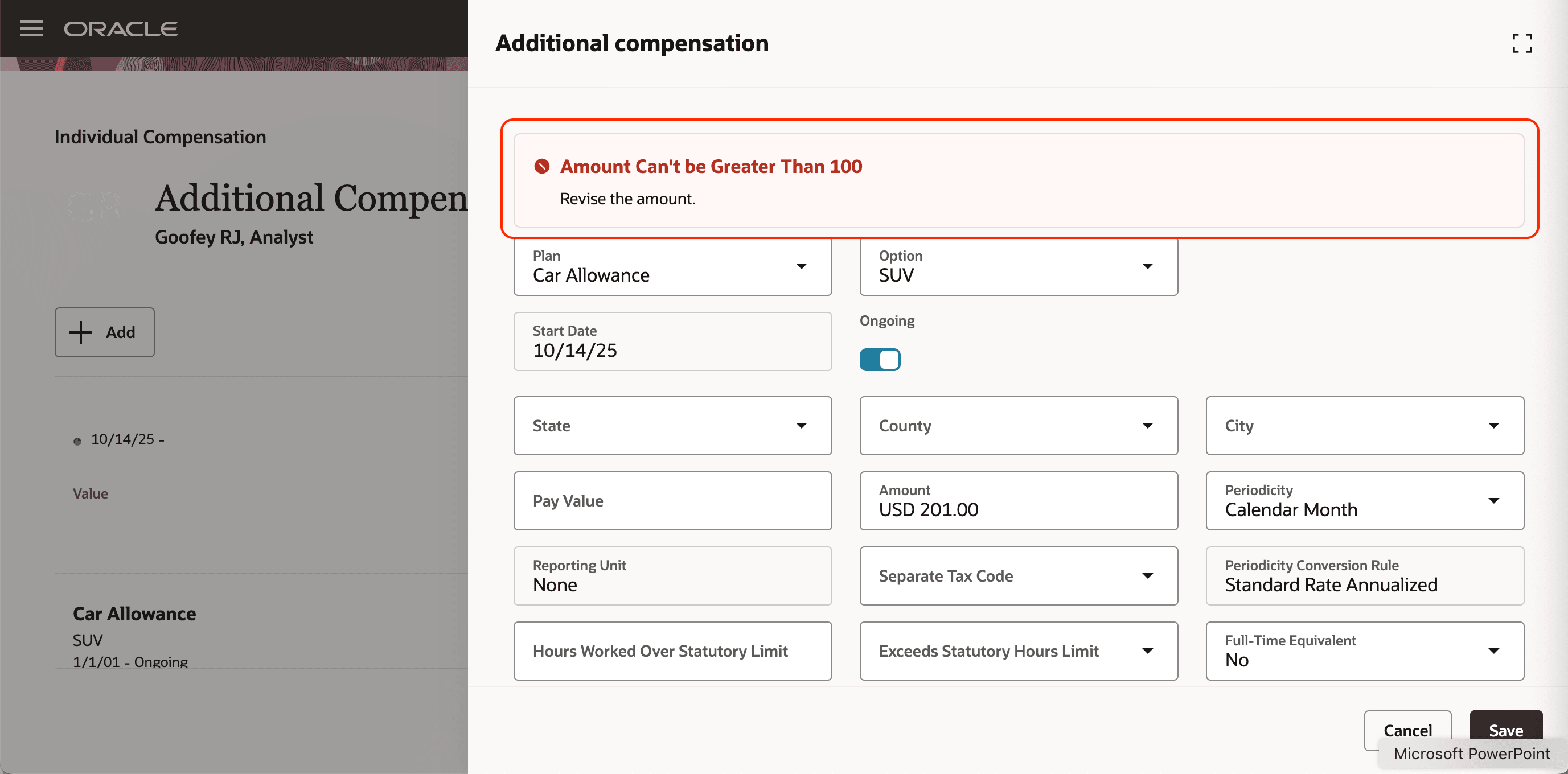 Error Raised Whenever Condition Satisfied