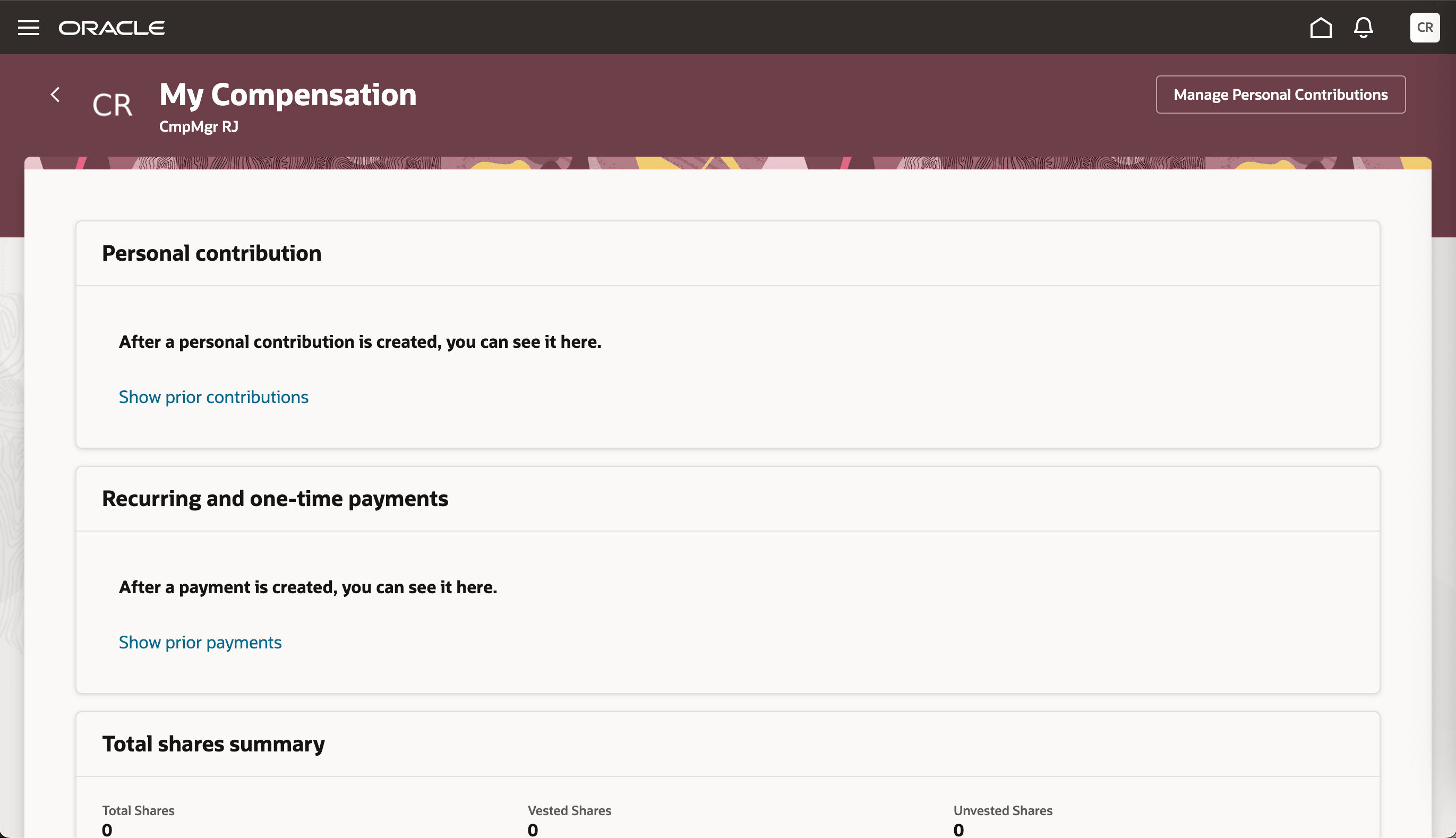 My Compensation Page with the Current Salary Section Hidden