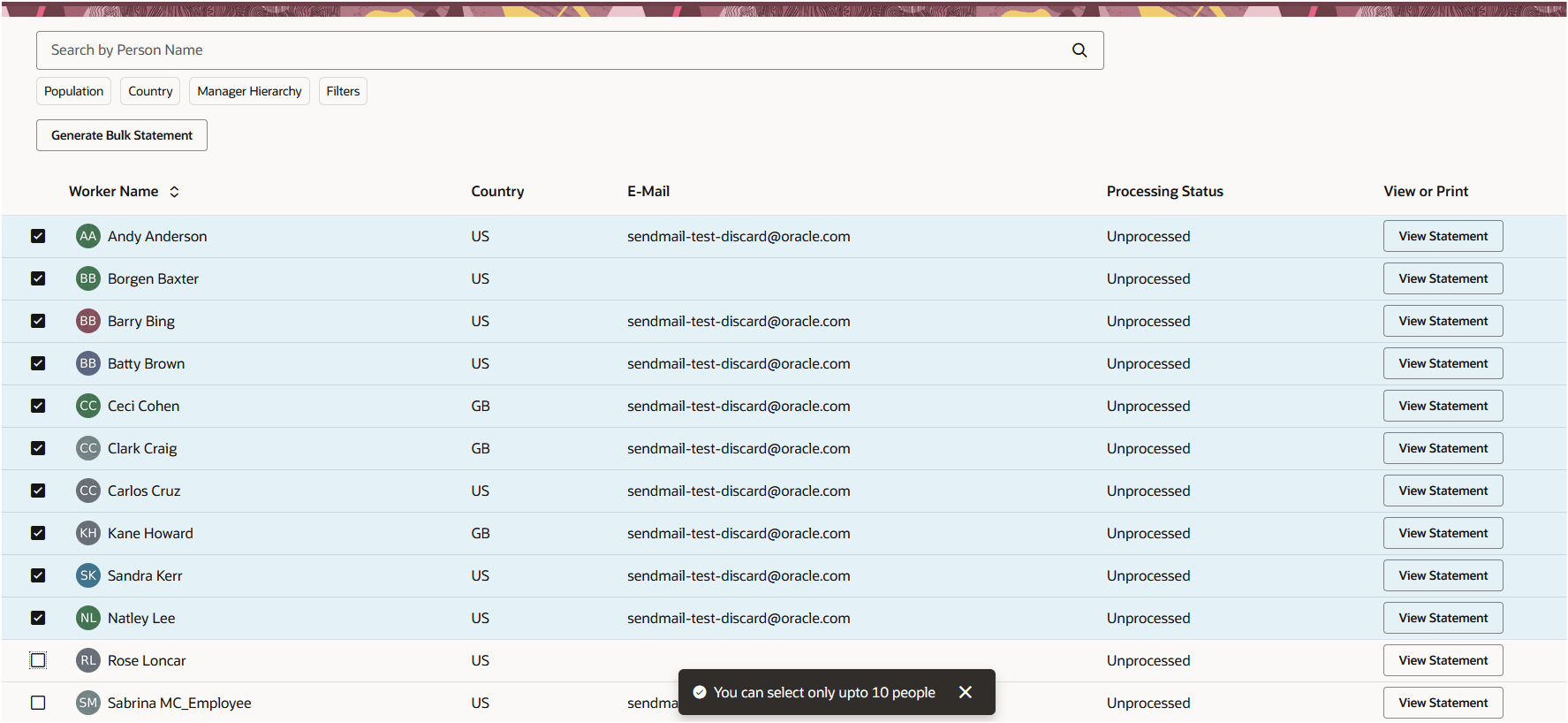 Combined Statement File Creation