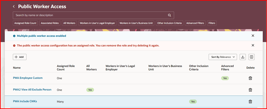 Can’t Delete Public Worker Access Configuration When Roles Are Assigned