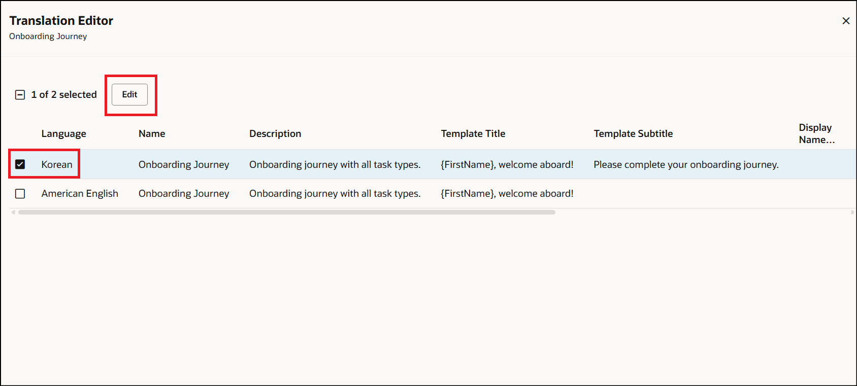 Select Required Language for Translation