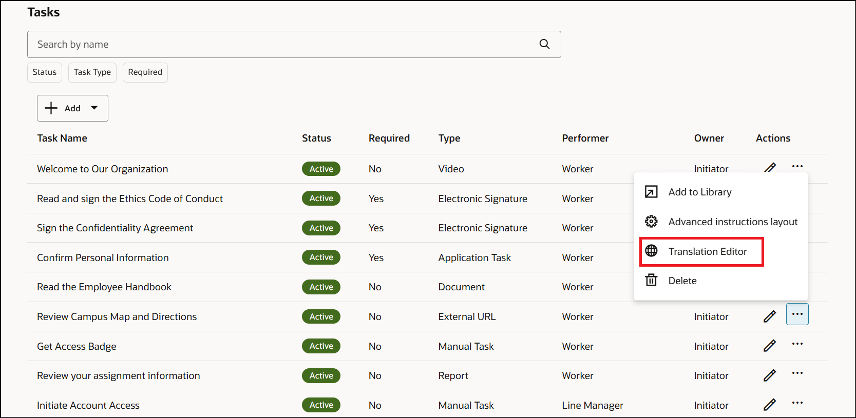 Translation Editor for Journey Tasks
