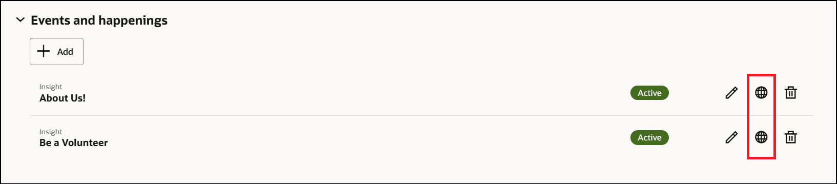 Translation Editor for Events