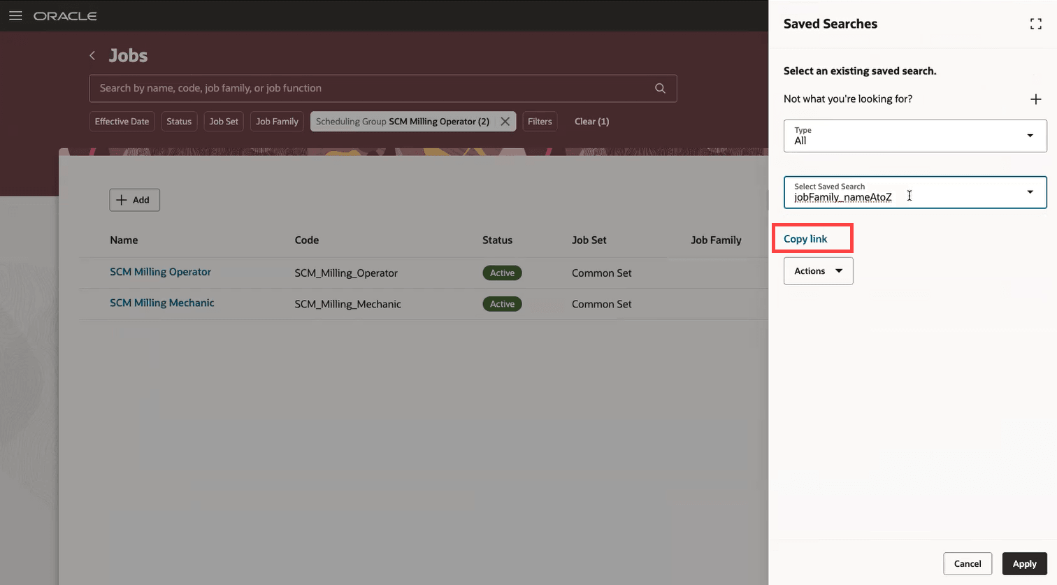 Copy link for a saved search