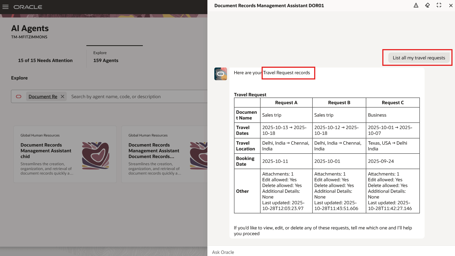 AI Assistant Retrieving Document Records of a Specific Document Type