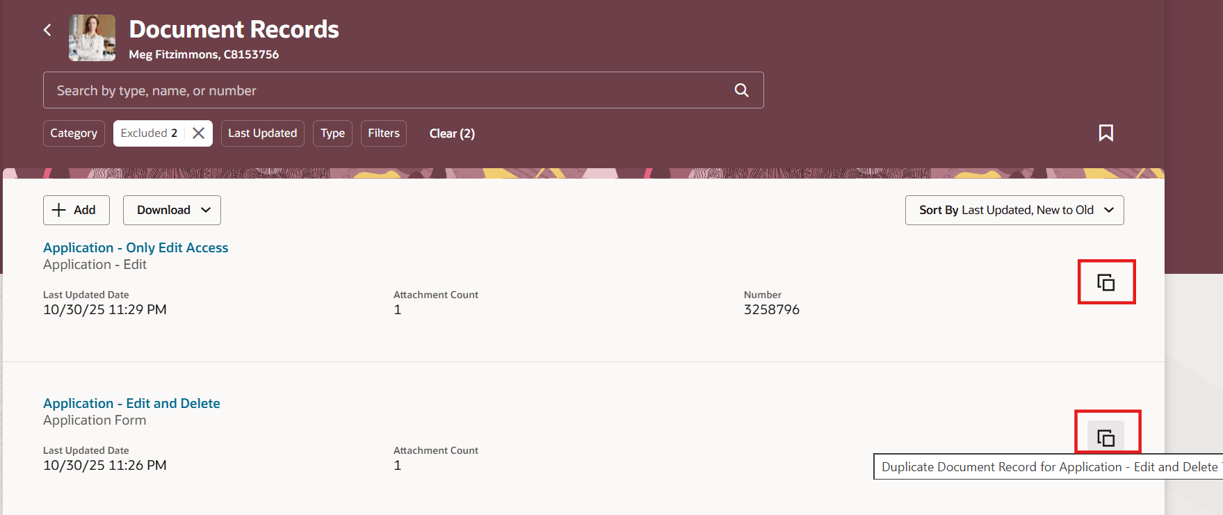 Duplicate Action Available on Landing Page