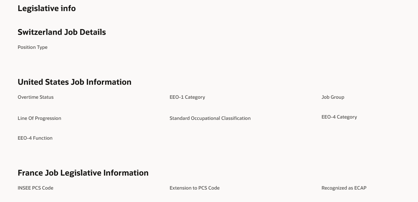 Legislative info section of Jobs view page is displayed even if all the associated contexts are empty
