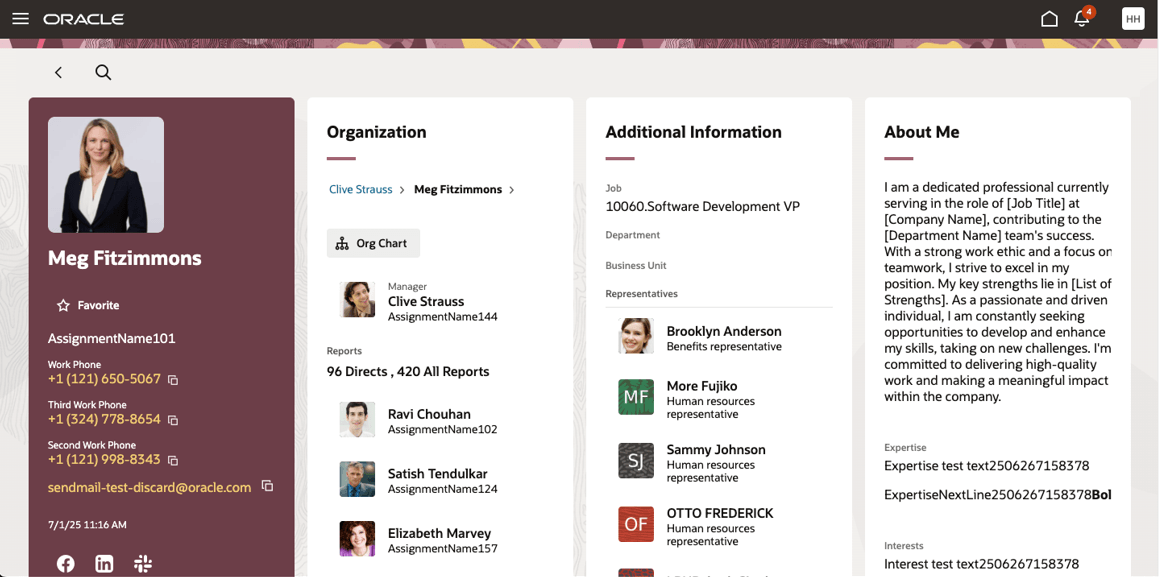 Connections Profile page in waterfall mode