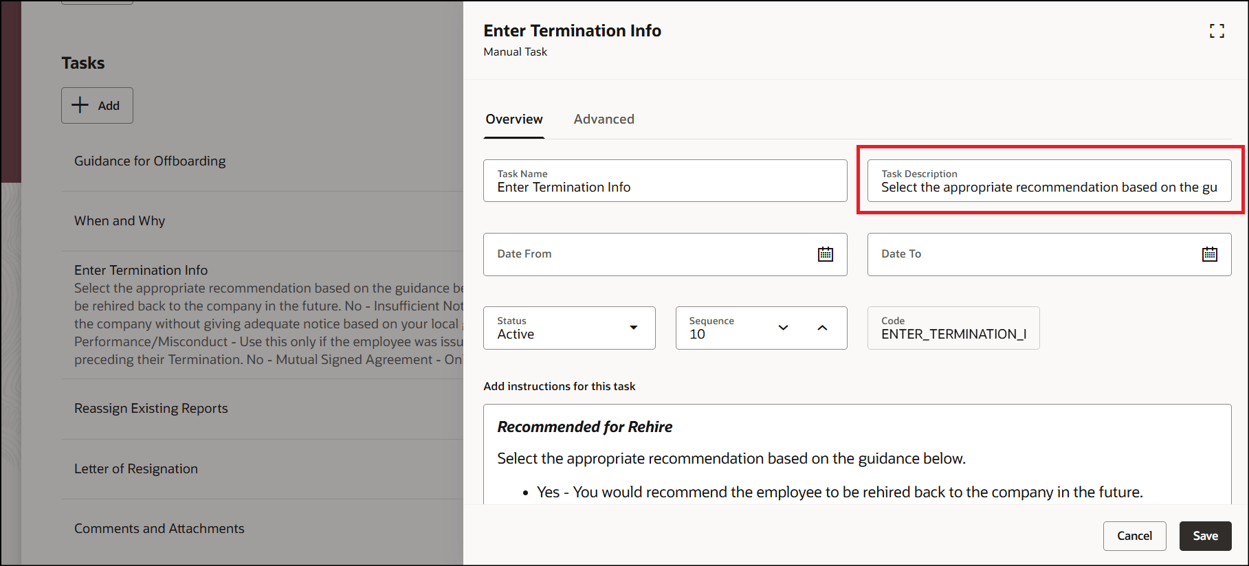 Enter Task Description During Task Configuration