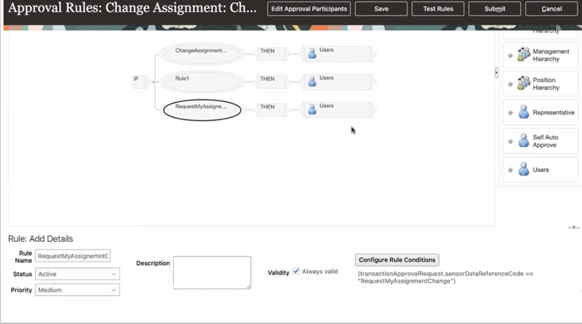 Approval configurration for Request My Assignment Change process