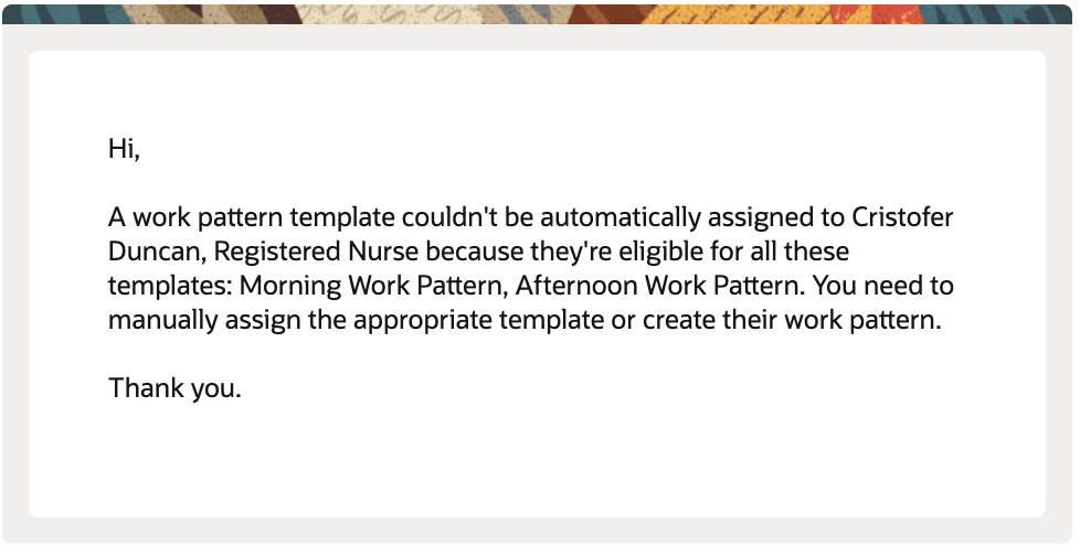 Notification Sent to Managers When Template Can't Be Assigned