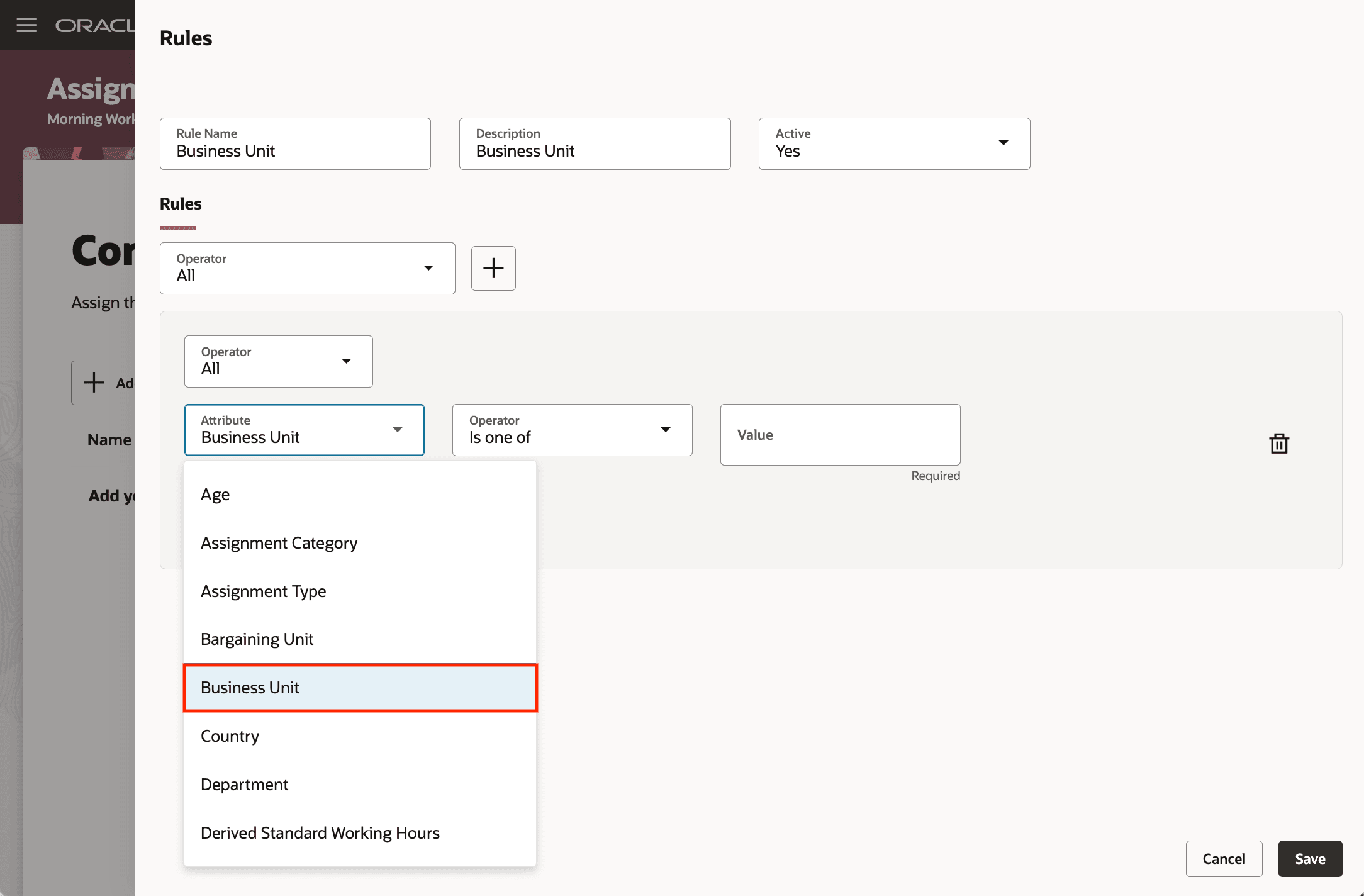 Work Pattern Template Assignment Using Business Unit
