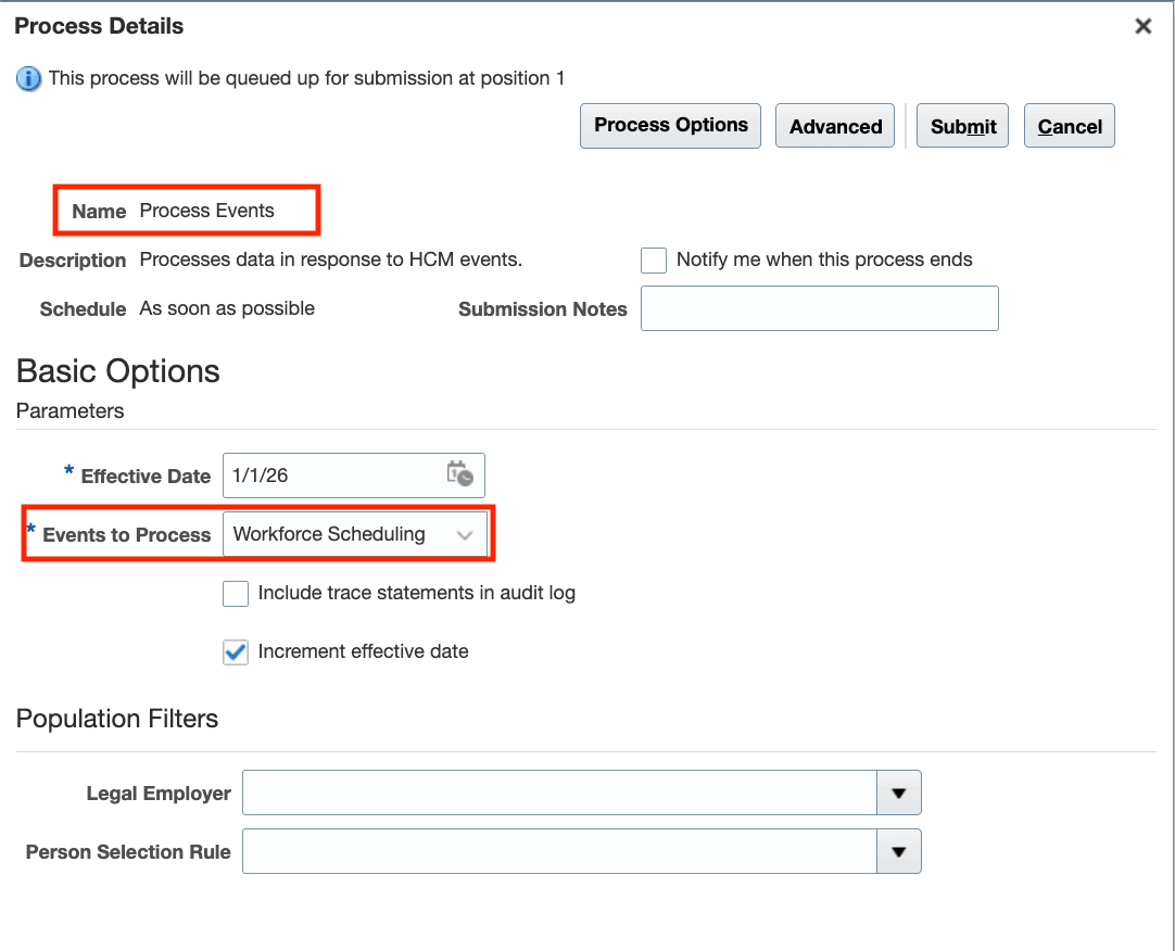 Process Events Scheduled Process