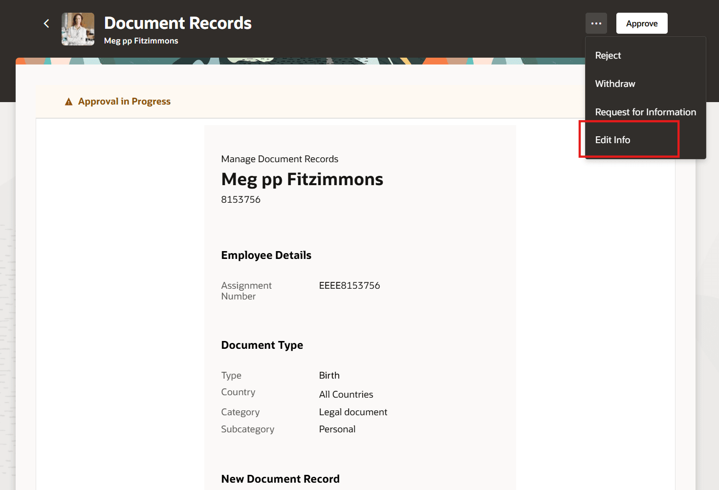 Accessing the Document Record Details Page from Notification