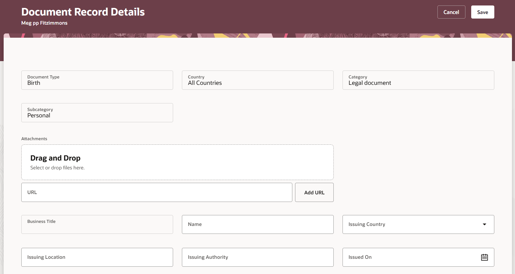 Document Records Details Page Launched from Notification