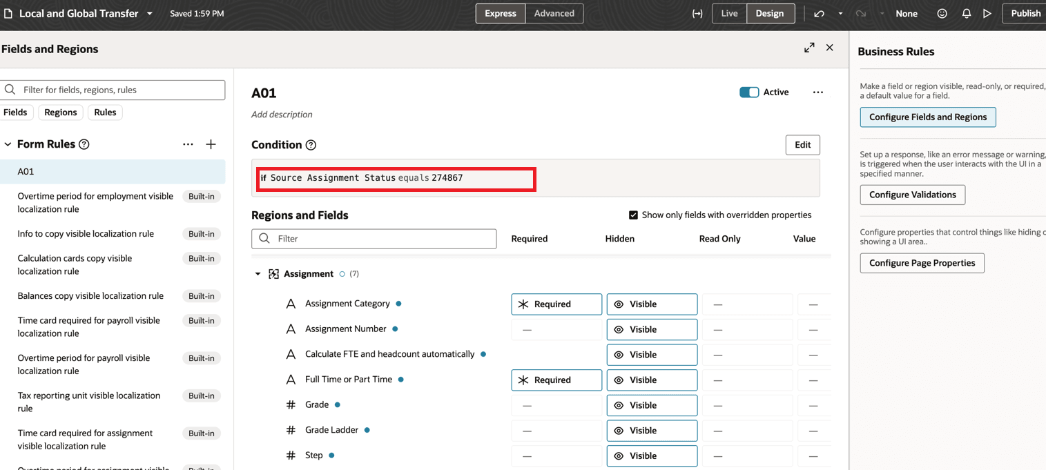 Business Rules Based on Source Assignment Status