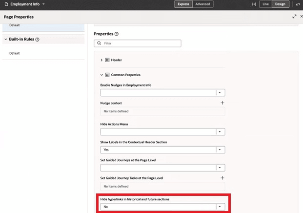 Hide hyperlinks in historical and future sections