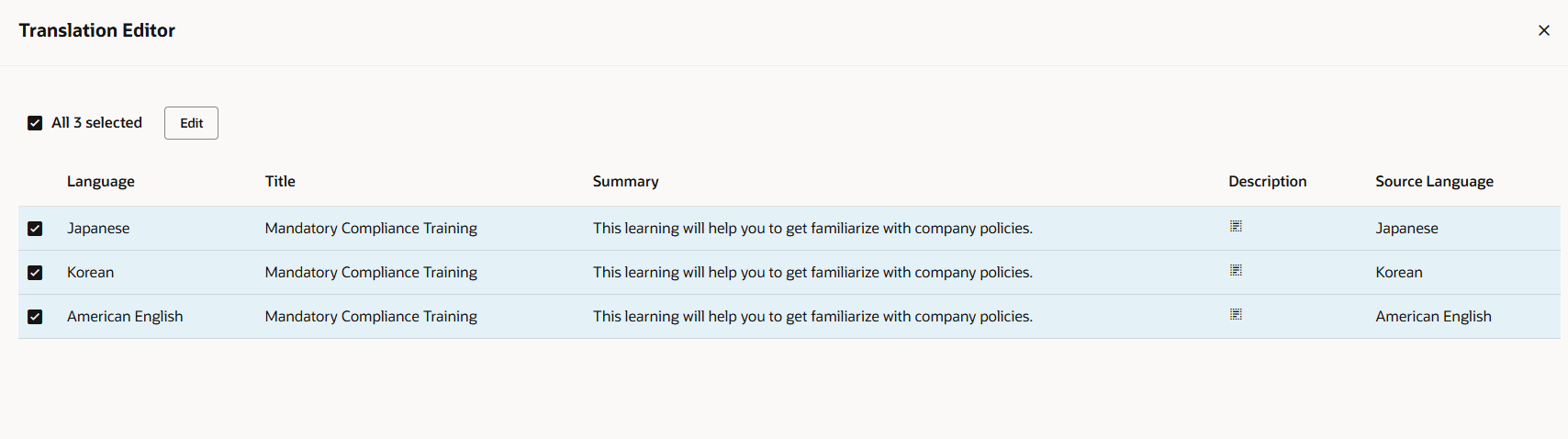 Translation Editor with All Languages You Can Create Translations For